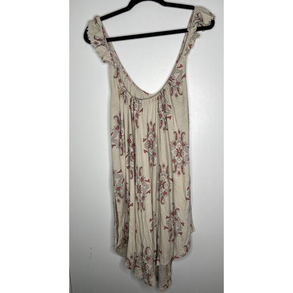 Free People Boho Tunic XS Neutral Ruffled Strap Festival Summer - Picture 4 of 9